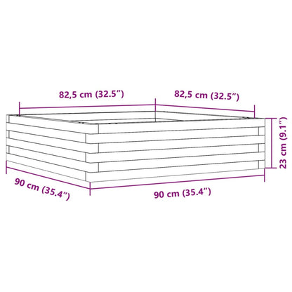 Vaso/floreira de jardim 90x90x23 cm madeira pinho maciça branco