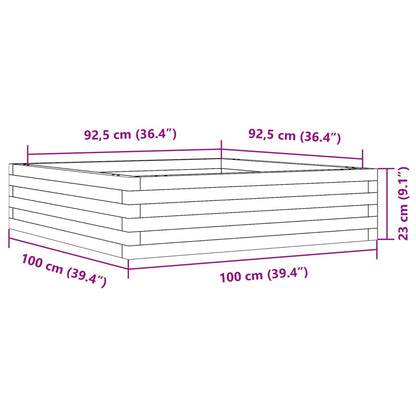 Vaso/floreira jardim 100x100x23 cm madeira pinho maciça branco