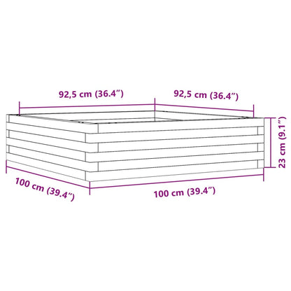 Vaso/floreira jardim 100x100x23 cm pinho maciço castanho mel