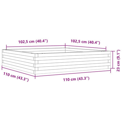 Vaso/floreira de jardim 110x110x23 cm pinho maciço branco