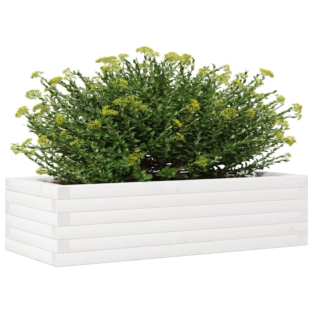 Vaso/floreira de jardim 90x40x23 cm madeira pinho maciça branco