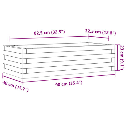 Vaso/floreira de jardim 90x40x23 cm madeira pinho maciça branco