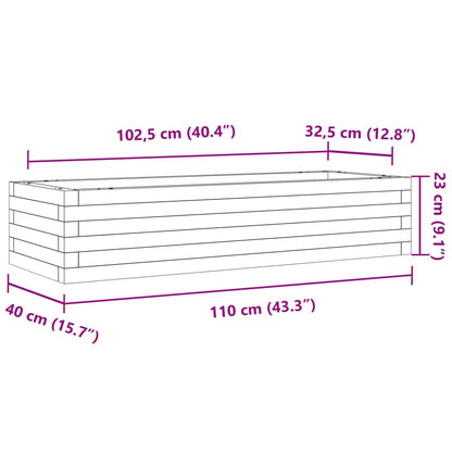 Vaso/floreira de jardim 110x40x23 cm madeira de pinho maciça