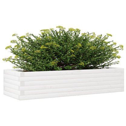 Vaso/floreira de jardim 110x40x23cm madeira pinho maciça branco