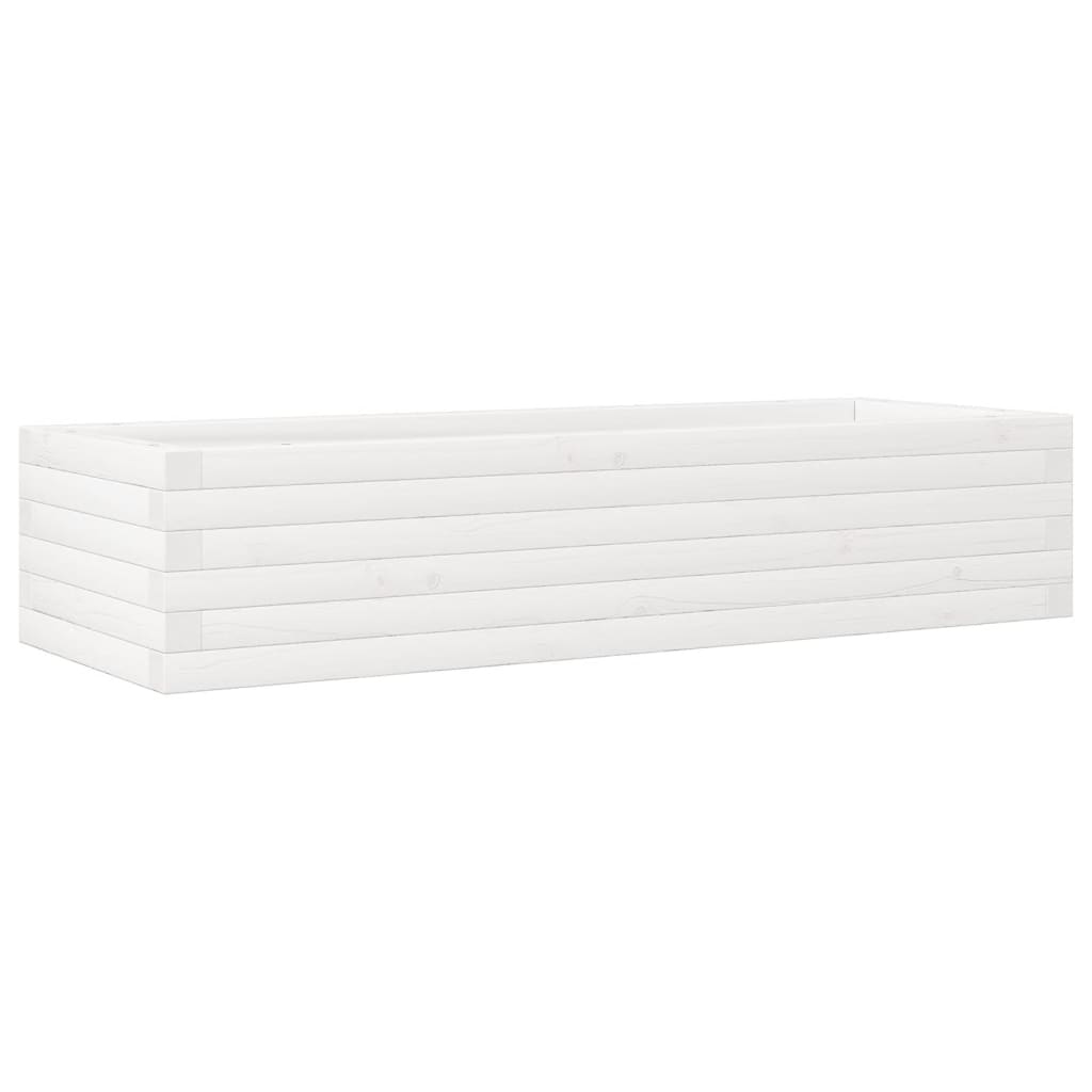 Vaso/floreira de jardim 110x40x23cm madeira pinho maciça branco