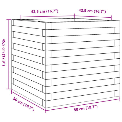 Vaso/floreira de jardim 50x50x45,5 cm madeira de pinho maciça