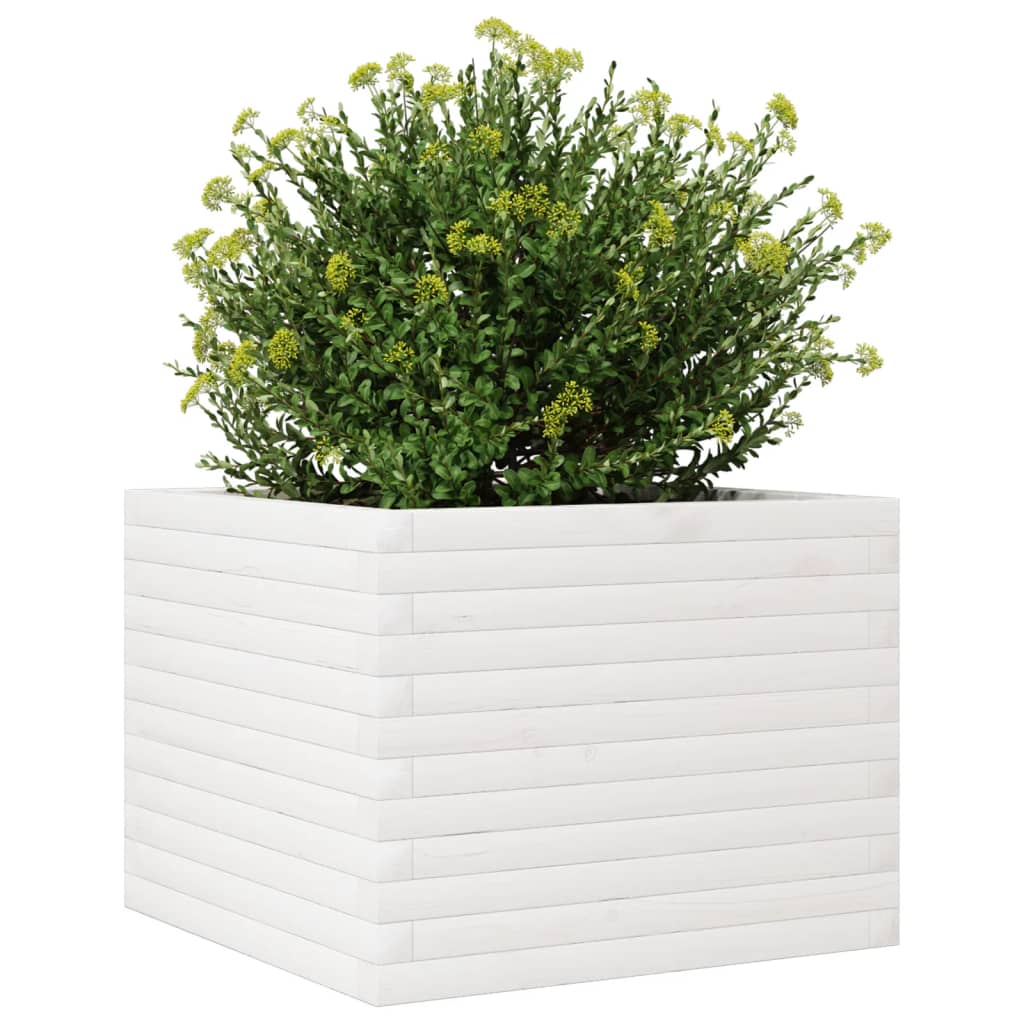 Vaso/floreira de jardim 60x60x45,5 cm pinho maciço branco