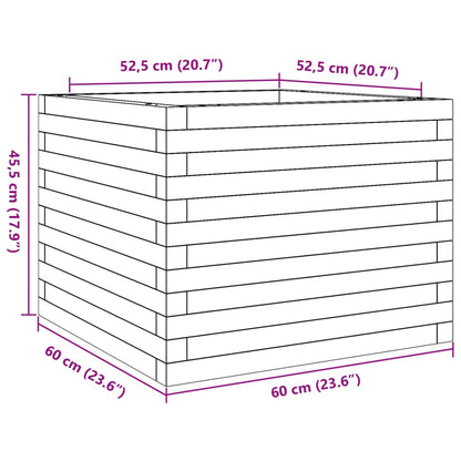 Vaso/floreira de jardim 60x60x45,5 cm pinho maciço branco