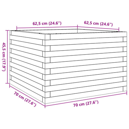 Vaso/floreira de jardim 70x70x45,5 cm madeira de pinho maciça