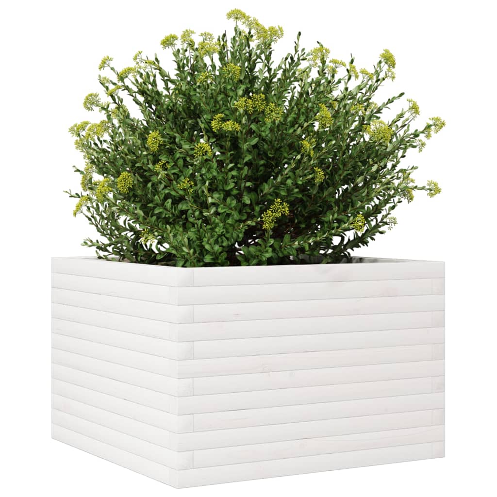 Vaso/floreira de jardim 70x70x45,5 cm pinho maciço branco