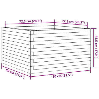 Vaso/floreira de jardim 80x80x45,5 cm madeira de pinho maciça