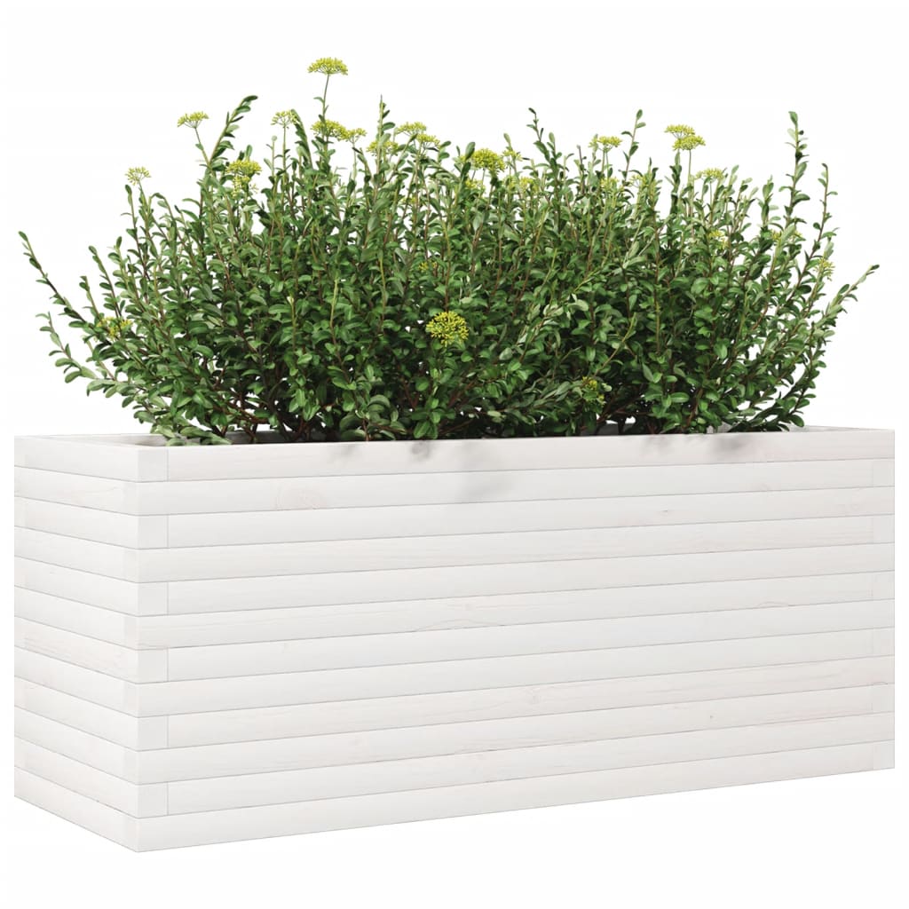 Vaso/floreira de jardim 110x40x45,5 cm pinho maciço branco