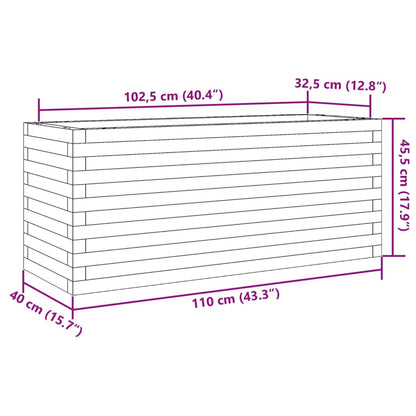 Vaso/floreira de jardim 110x40x45,5 cm pinho maciço branco