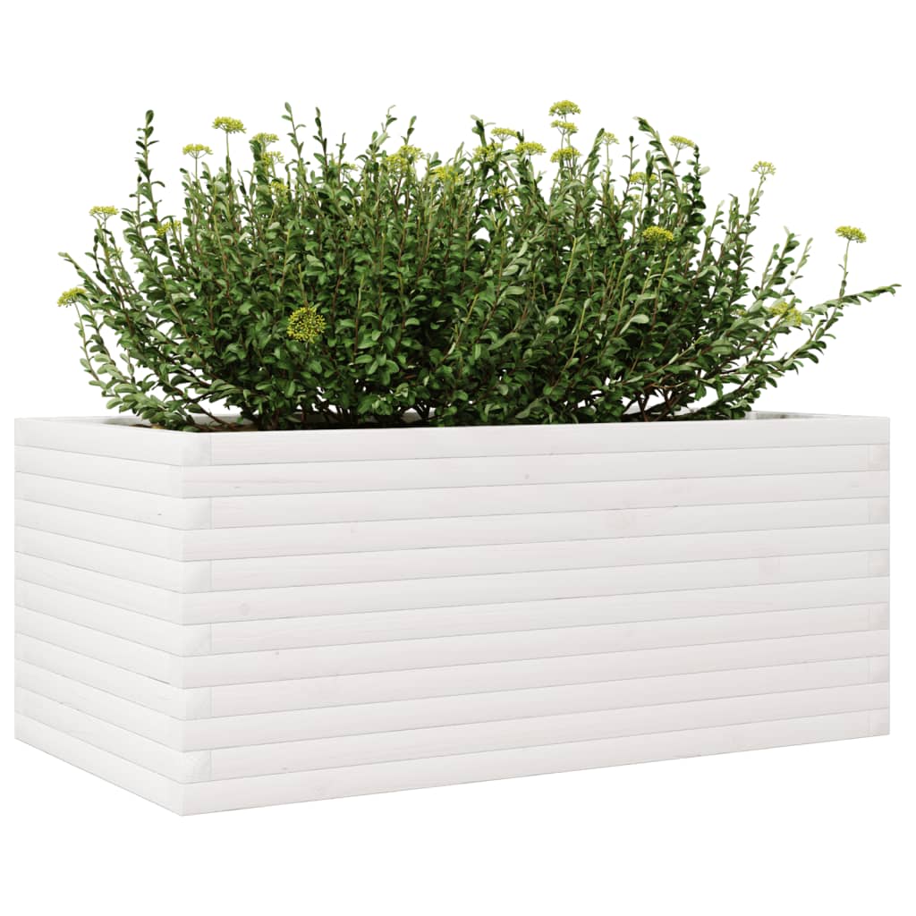 Vaso/floreira de jardim 110x60x45,5 cm pinho maciço branco