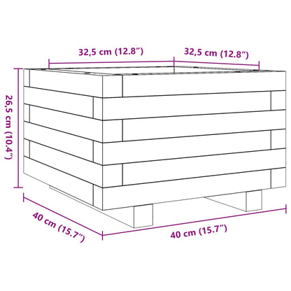 Vaso/floreira de jardim 40x40x26,5 cm madeira de pinho maciça