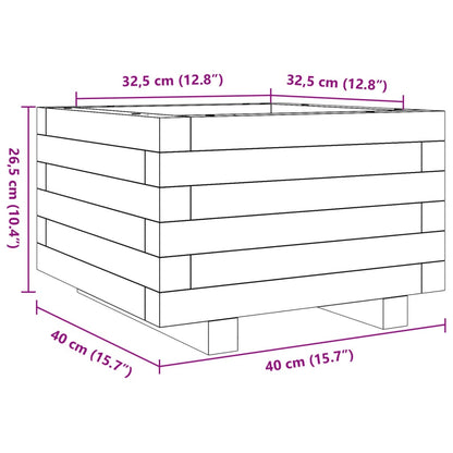 Vaso/floreira de jardim 40x40x26,5 cm pinho maciço castanho mel