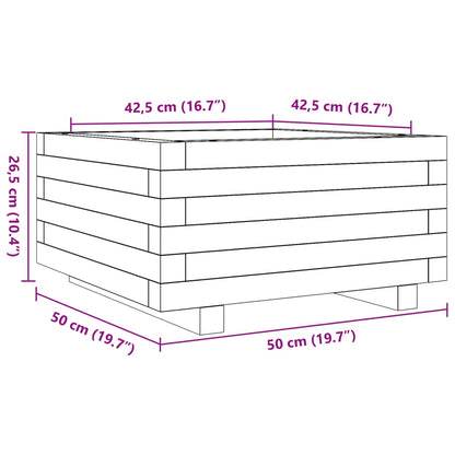 Vaso/floreira de jardim 50x50x26,5 cm madeira de pinho maciça