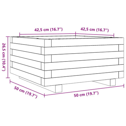 Vaso/floreira de jardim 50x50x26,5 cm pinho maciço castanho-mel