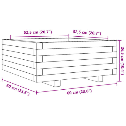 Vaso/floreira de jardim 60x60x26,5 cm pinho maciço branco