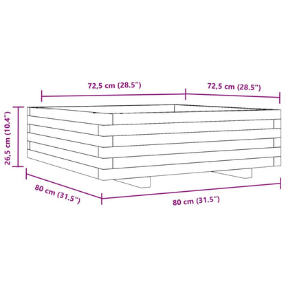 Vaso/floreira de jardim 80x80x26,5 cm pinho maciço branco