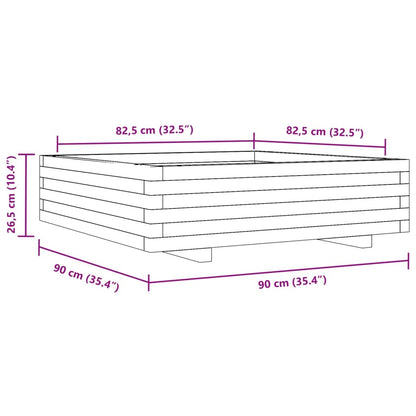 Vaso/floreira de jardim 90x90x26,5 cm madeira de pinho maciça