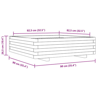 Vaso/floreira de jardim 90x90x26,5 cm pinho maciço branco