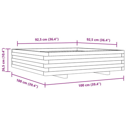 Vaso/floreira de jardim 100x100x26,5 cm pinho maciço branco