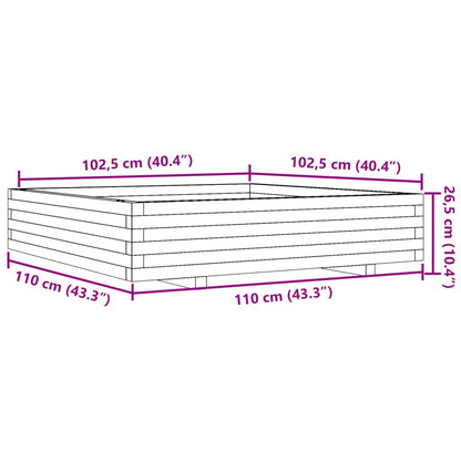 Vaso/floreira de jardim 110x110x26,5 cm pinho maciço branco