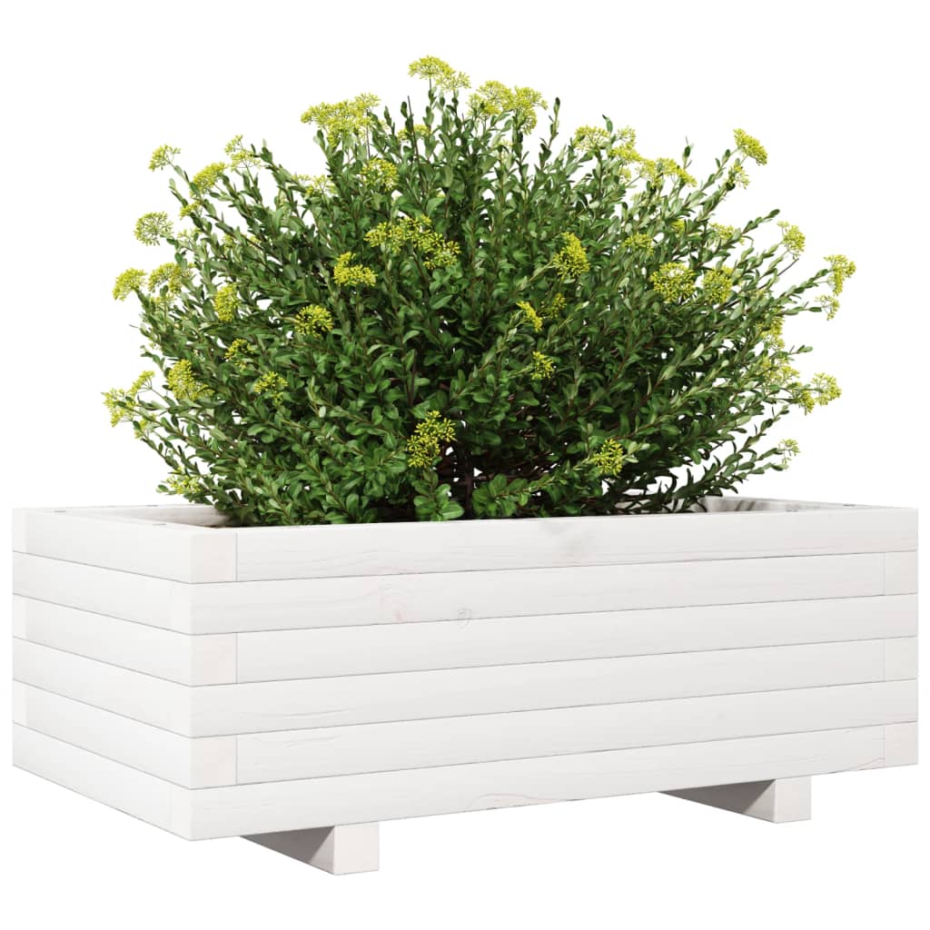 Vaso/floreira de jardim 70x40x26,5 cm pinho maciço branco