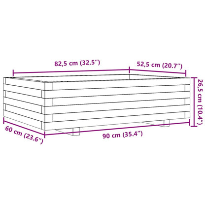 Vaso/floreira de jardim 90x60x26,5 cm pinho maciço branco