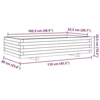 Vaso/floreira de jardim 110x60x26,5cm madeira de douglas maciça