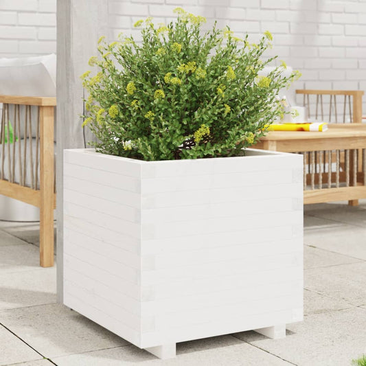 Vaso/floreira de jardim 50x50x49,5 cm pinho maciço branco