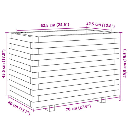 Vaso/floreira de jardim 70x40x49,5 cm madeira de pinho maciça