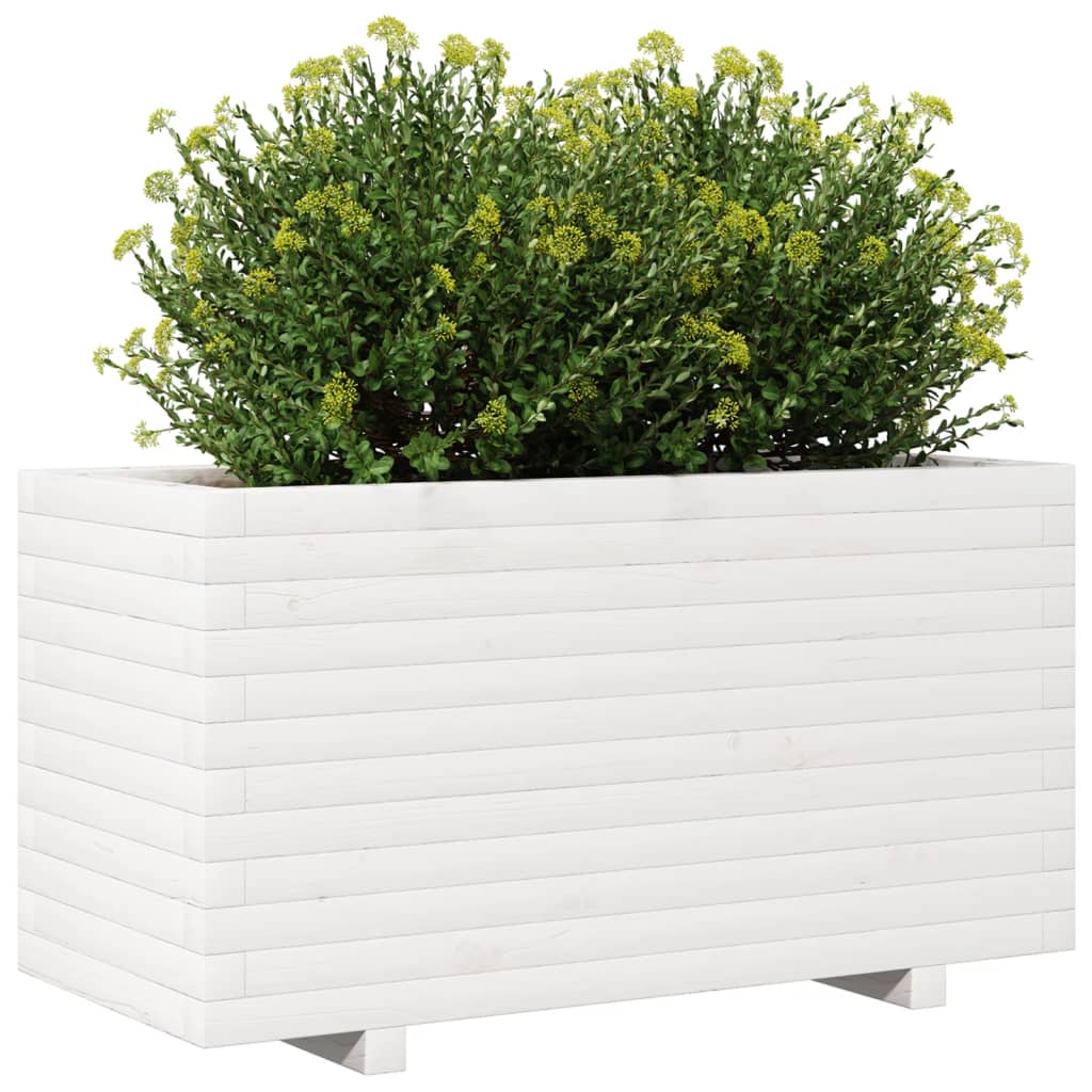 Vaso/floreira de jardim 90x90x49,5 cm pinho maciço branco