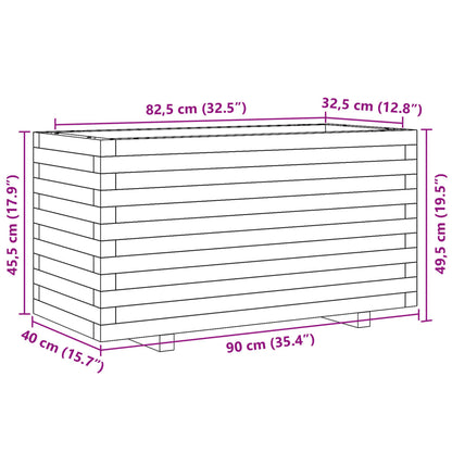 Vaso/floreira de jardim 90x90x49,5 cm pinho maciço branco