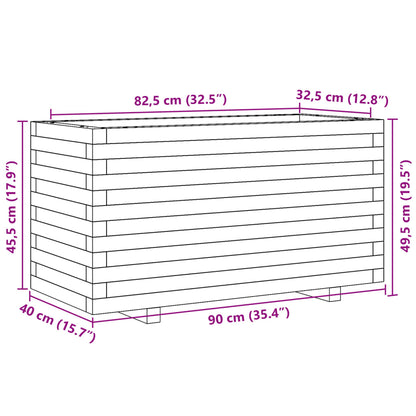 Vaso/floreira de jardim 90x40x49,5 cm madeira pinho impregnada