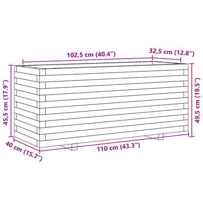 Vaso/floreira de jardim 110x40x49,5 cm madeira de pinho maciça