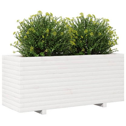 Vaso/floreira de jardim 110x40x49,5 cm pinho maciço branco