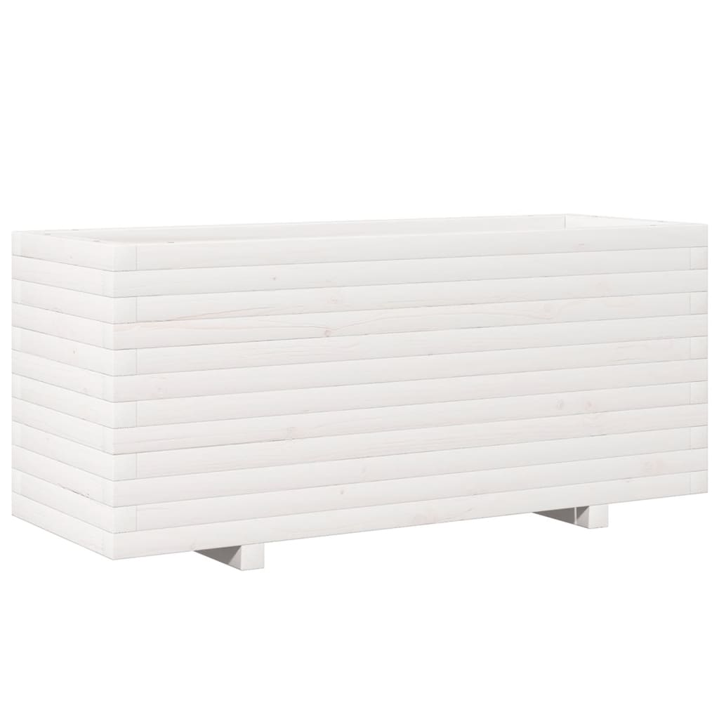 Vaso/floreira de jardim 110x40x49,5 cm pinho maciço branco