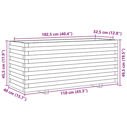 Vaso/floreira de jardim 110x40x49,5 cm pinho maciço branco