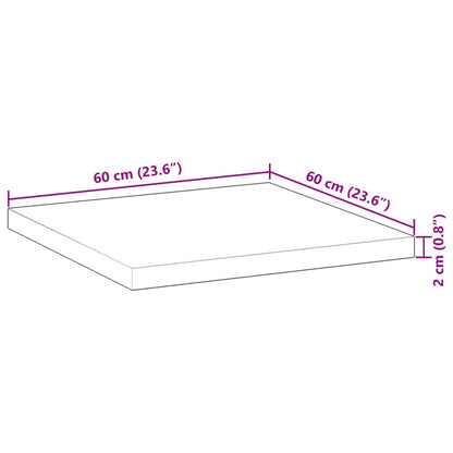 Tampo de mesa quadrado 60x60x2 cm madeira de acácia maciça