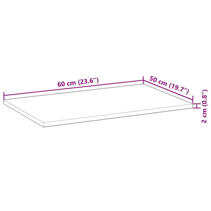 Tampo de mesa retangular 60x50x2 cm madeira de acácia maciça