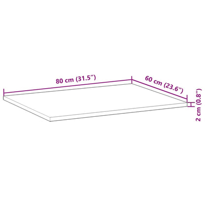 Tampo de mesa retangular 80x60x2 cm madeira de acácia maciça