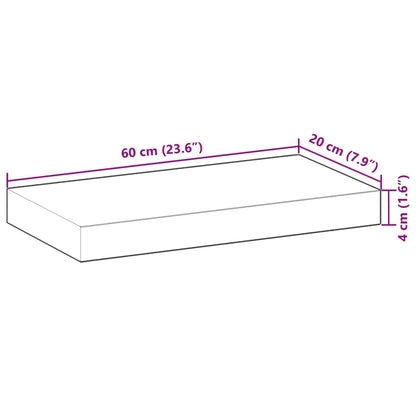 Tampo de mesa retangular 60x20x4 cm madeira de acácia maciça