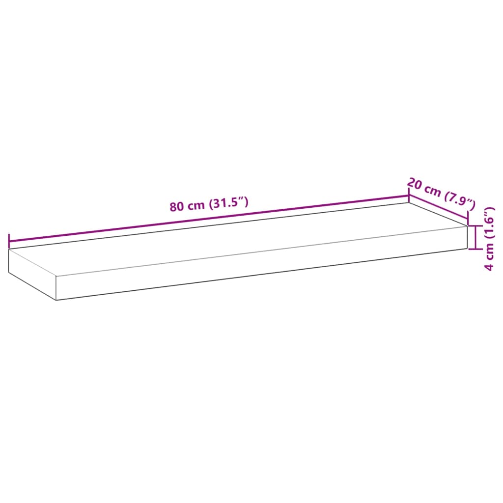 Tampo de mesa retangular 80x20x4 cm madeira de acácia maciça