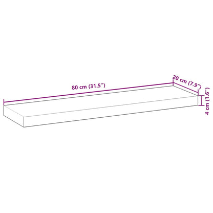 Tampo de mesa retangular 80x20x4 cm madeira de acácia maciça