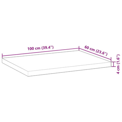 Tampo de mesa retangular 100x60x4 cm madeira de acácia maciça