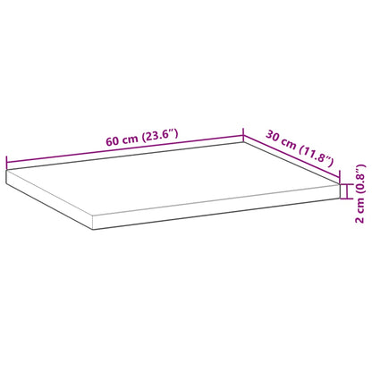 Tampo de mesa retangular 60x30x2 cm madeira de acácia maciça