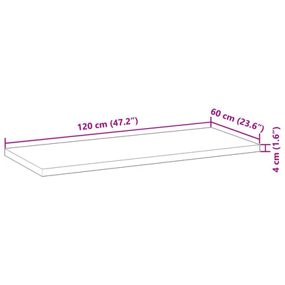 Tampo de mesa retangular 120x60x4 cm madeira de acácia maciça