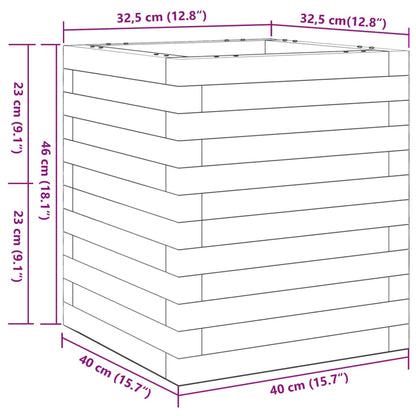 Vaso/floreira de jardim 40x40x46 cm madeira pinho maciça branco